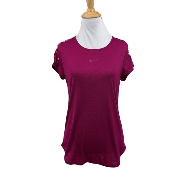 Nike T Shirt Womens S Small Bordeaux Court Dry Dri Fit Short Sleeve Tennis Tee - Picture 1 of 11